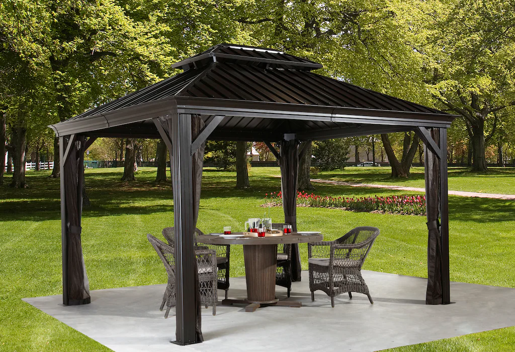 Sojag Pavillon Messina anthrazit Metall B/H/L: ca. 363x292x298 cm günstig online kaufen