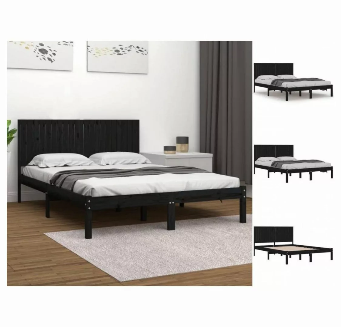 vidaXL Bettgestell Massivholzbett Schwarz Kiefer 200x200 cm Bett Bettgestel günstig online kaufen