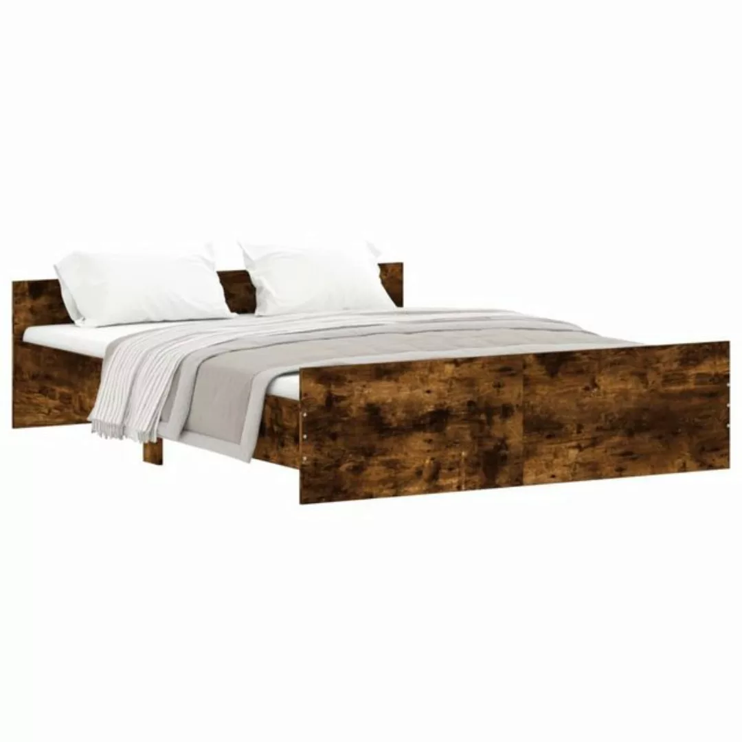 furnicato Bett Bettgestell mit Kopf- und Fußteil Räuchereiche 160x200 cm günstig online kaufen