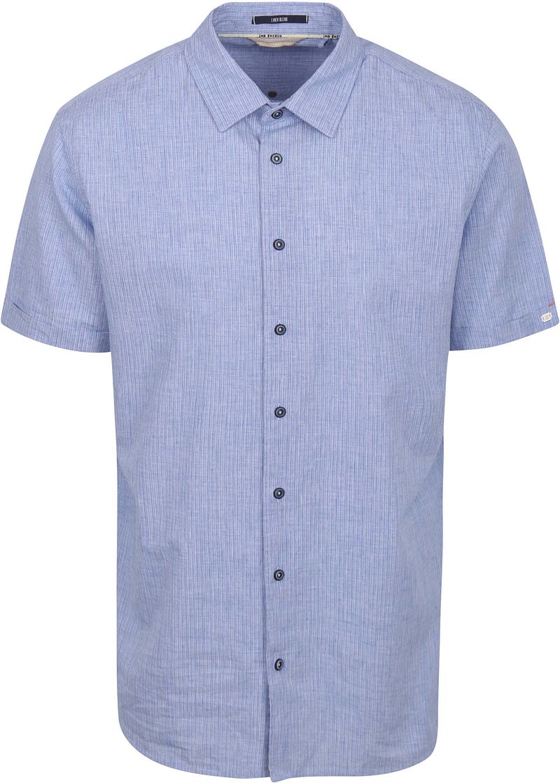 No Excess Short Sleeve Hemd Leinen Blau - Größe L günstig online kaufen