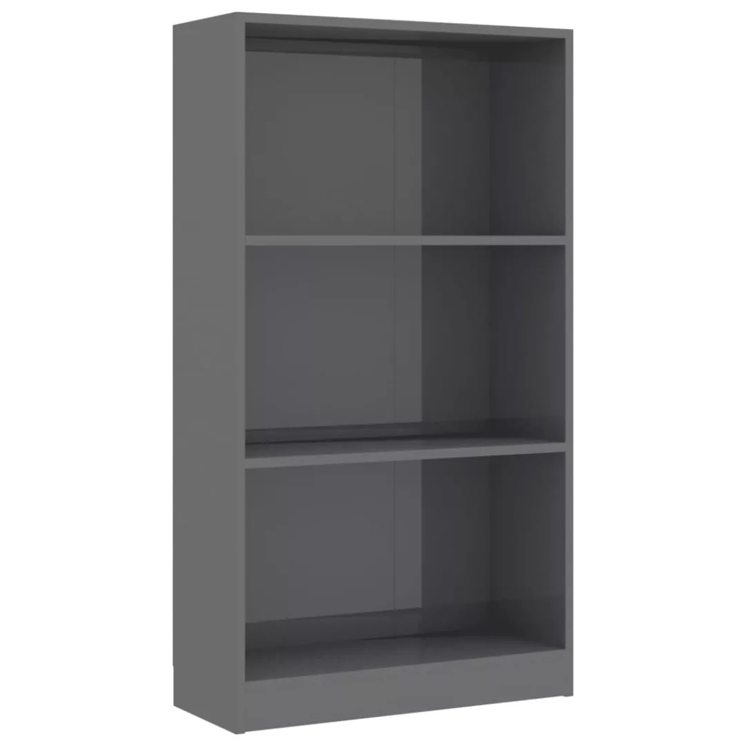 Bücherregal 3 Fächer Hochglanz-grau 60 X 24 X 108 Cm Spanplatte günstig online kaufen