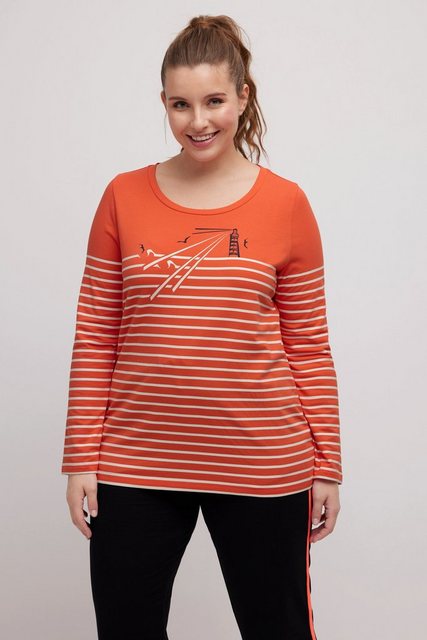 Ulla Popken Longsleeve Shirt Streifen Leuchtturm Classic Rundhals Langarm günstig online kaufen