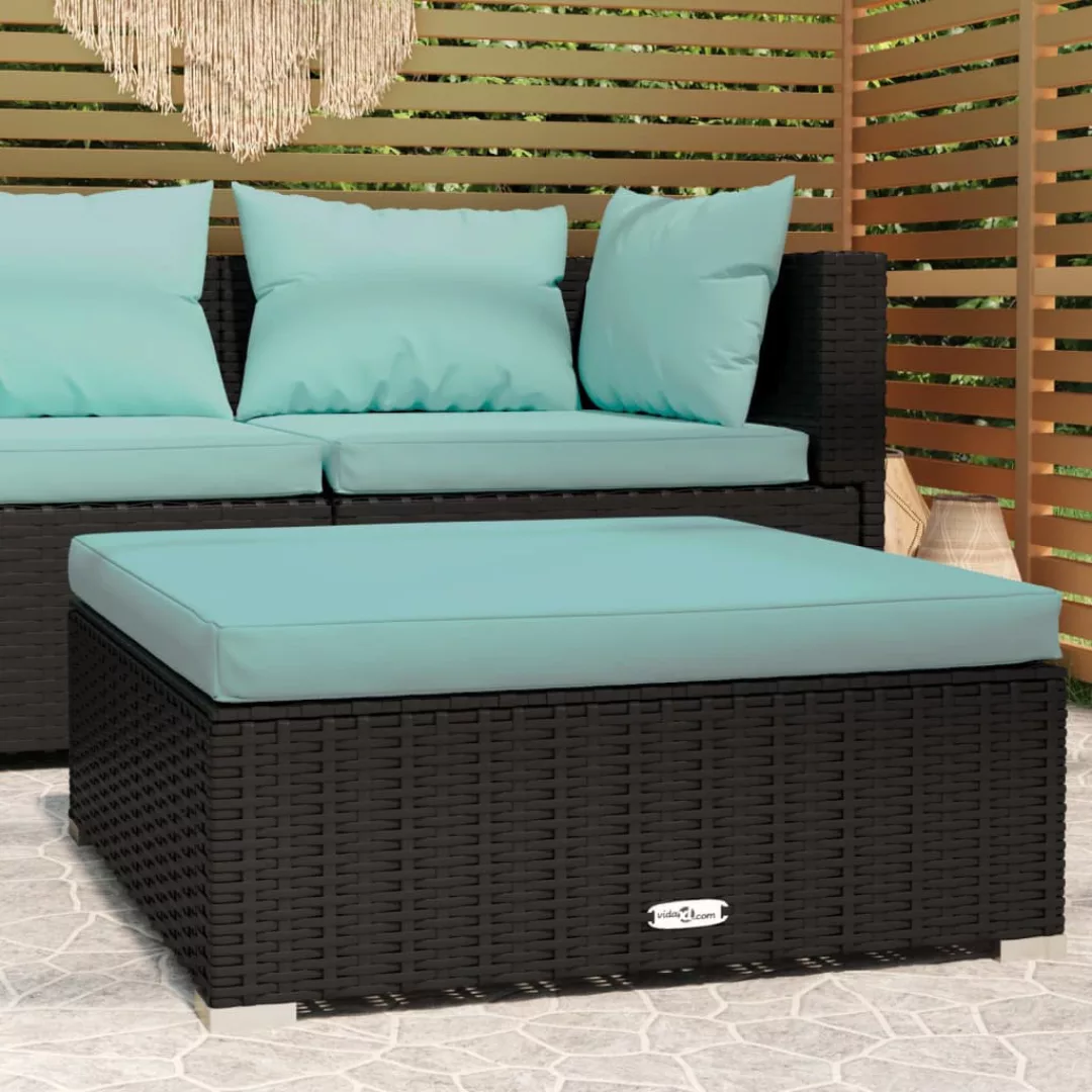 Vidaxl Garten-fußhocker Mit Kissen Schwarz 70x70x30 Cm Poly Rattan günstig online kaufen