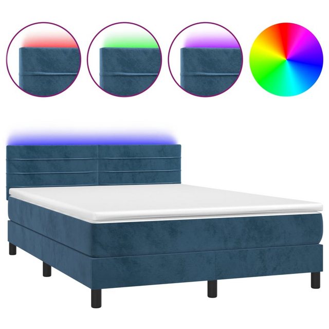 vidaXL Boxspringbett Bett Boxspringbett mit Matratze & LED Samt (140 x 200 günstig online kaufen