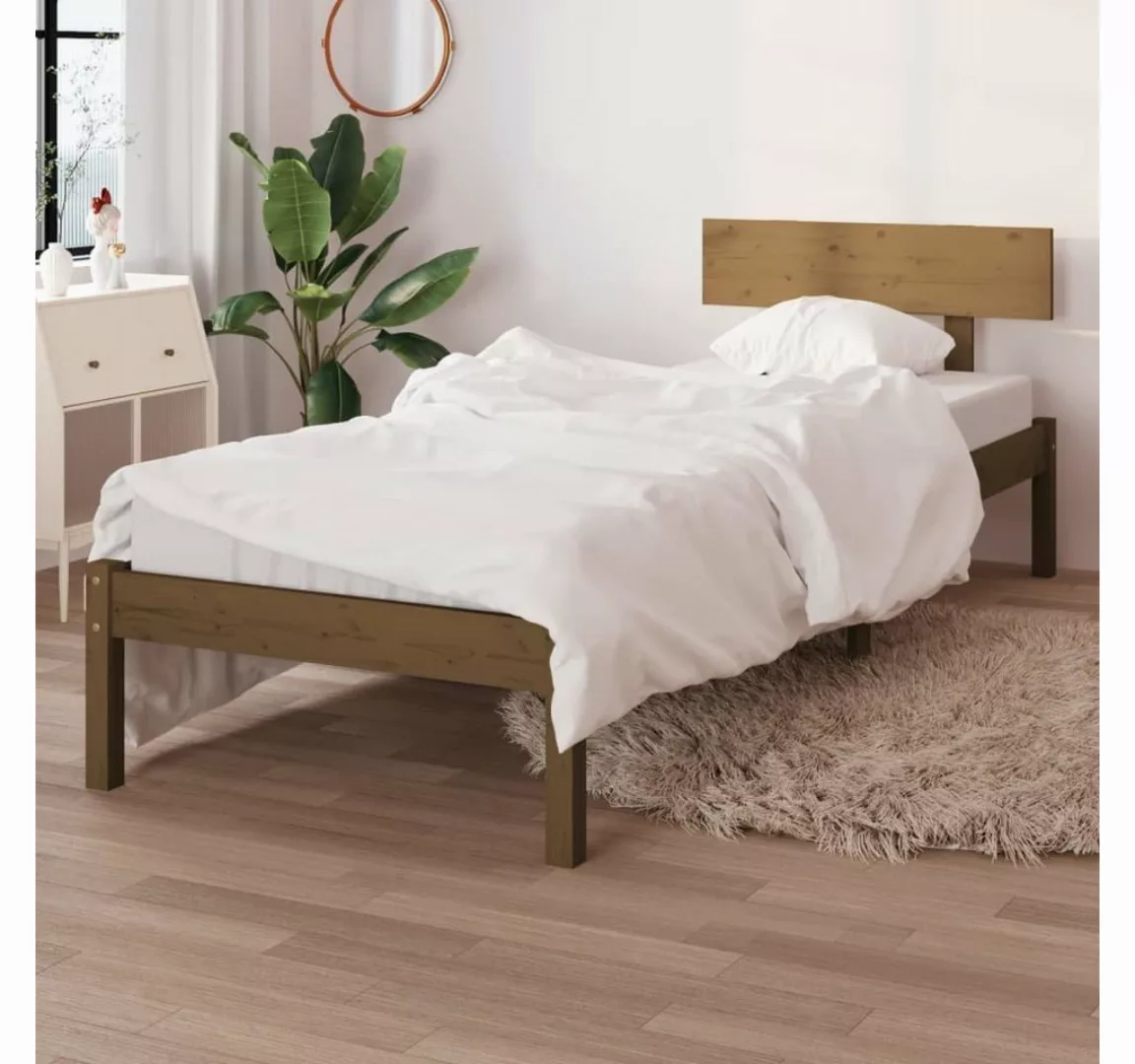 vidaXL Bett Massivholzbett Honigbraun Kiefer 100x200 cm günstig online kaufen