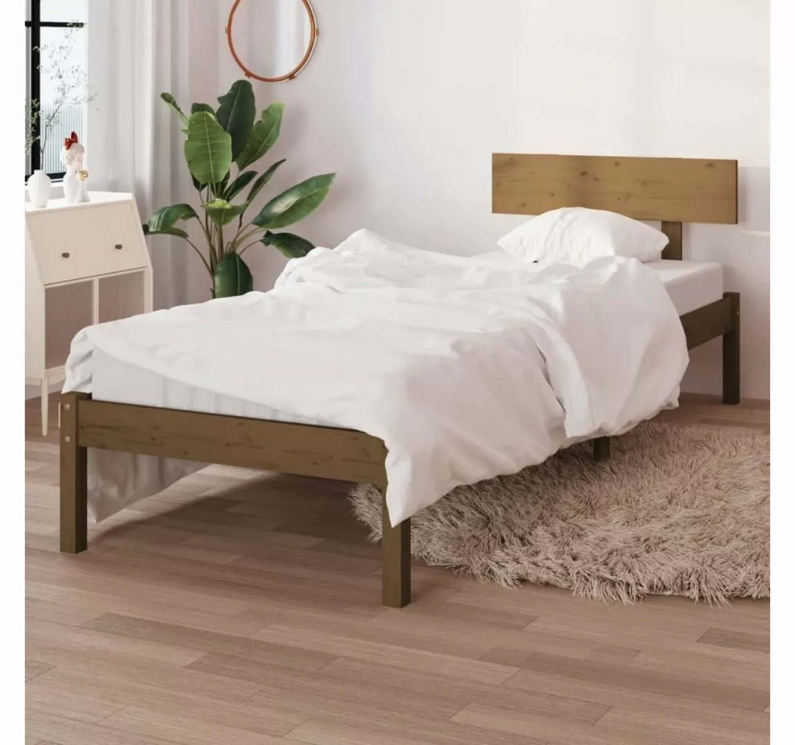 vidaXL Bett Massivholzbett Honigbraun Kiefer 90x200 cm günstig online kaufen