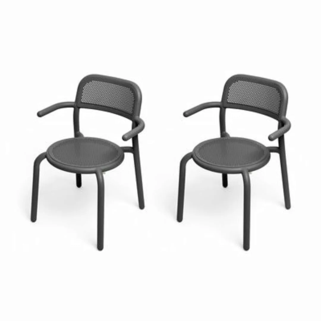 Stapelbarer Sessel Toní metall schwarz / 2er-Set - Perforiertes Aluminium - günstig online kaufen