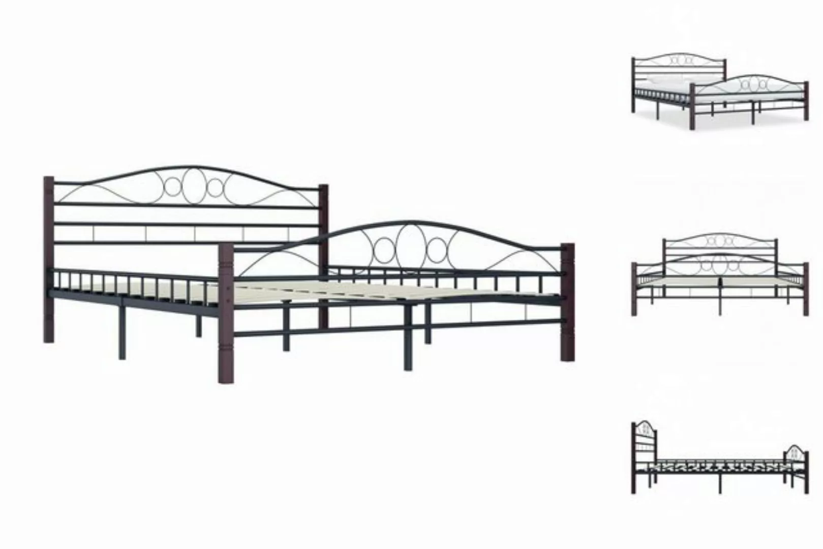 vidaXL Bettgestell Bettgestell Schwarz Metall 180200 cm Bett Bettrahmen Bet günstig online kaufen