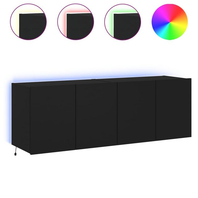 vidaXL TV-Schrank TV-Wandschränke mit LED-Leuchten 2 Stk. Schwarz 60x35x41 günstig online kaufen