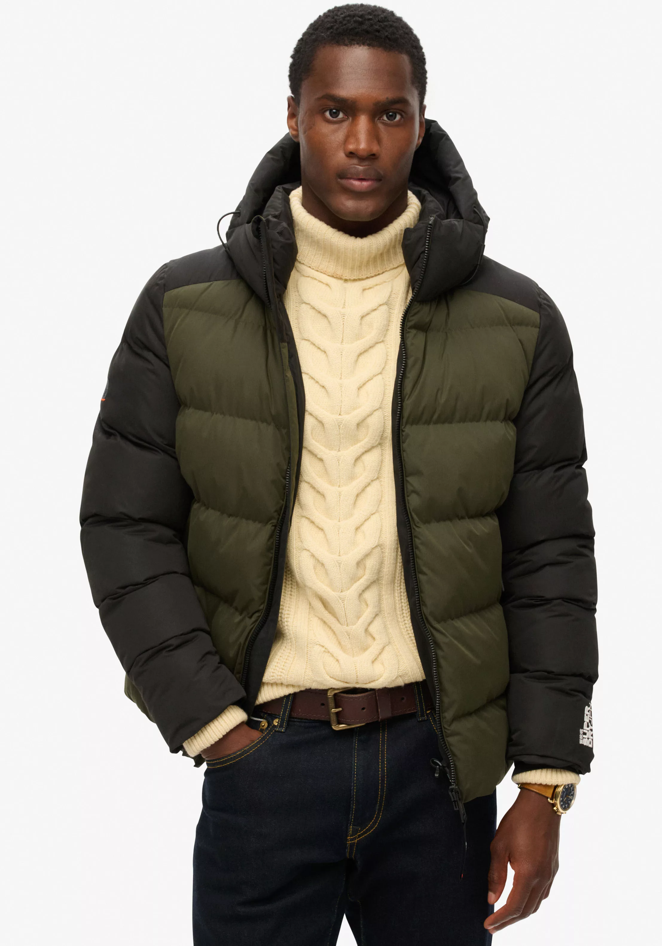 Superdry Steppjacke "HOOD COLOUR BLOCK SPORT PUFFER", mit Kapuze günstig online kaufen