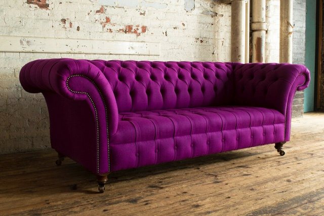 JVmoebel Chesterfield-Sofa Chesterfield Sofa 3 Sitzer Designer Lila Couchen günstig online kaufen