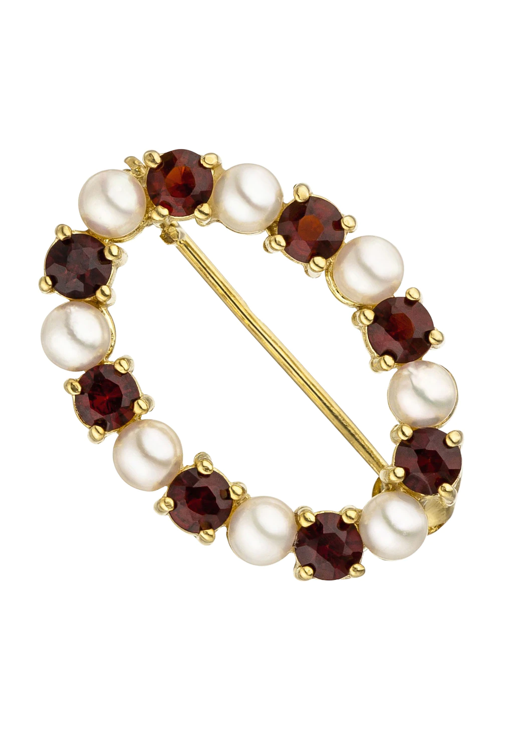 JOBO Brosche "Perlen und Granat", 375 Gold mit Akoya-Zuchtperlen günstig online kaufen