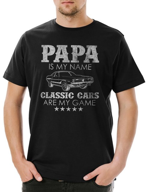 Urban Backwoods Print-Shirt Papa Is My Name Classic Cars Are My Game Herren günstig online kaufen