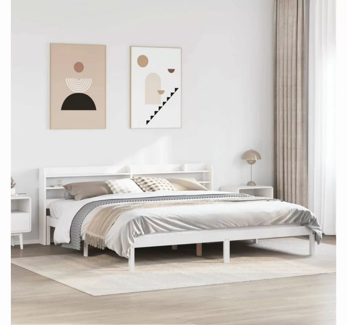 vidaXL Bett, Massivholzbett ohne Matratze Weiß 180x200 cm Kiefernholz günstig online kaufen