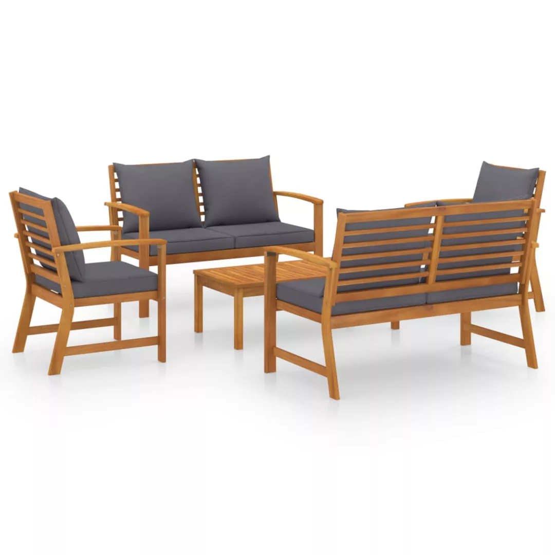 5-tlg. Garten-lounge-set Mit Auflagen Massivholz Akazie günstig online kaufen