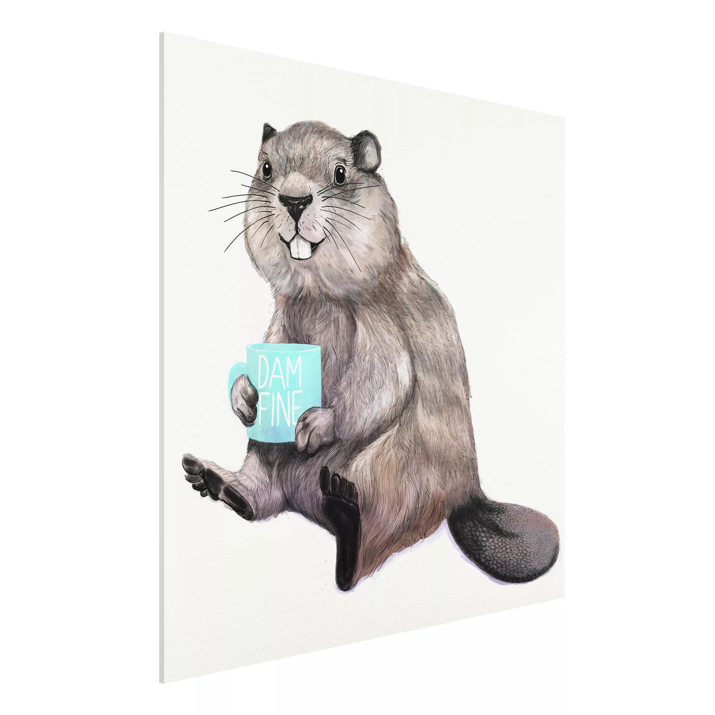 Forexbild Tiere - Quadrat Illustration Biber mit Kaffeetasse günstig online kaufen