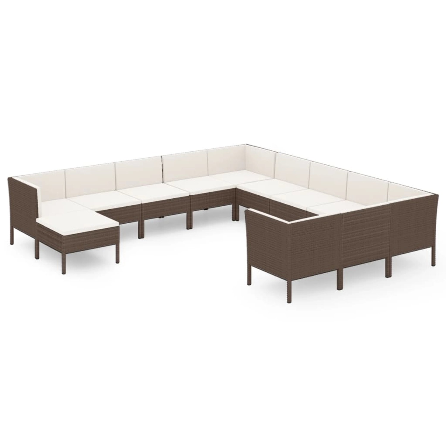 12-tlg. Garten-lounge-set Mit Auflagen Poly Rattan Braun günstig online kaufen