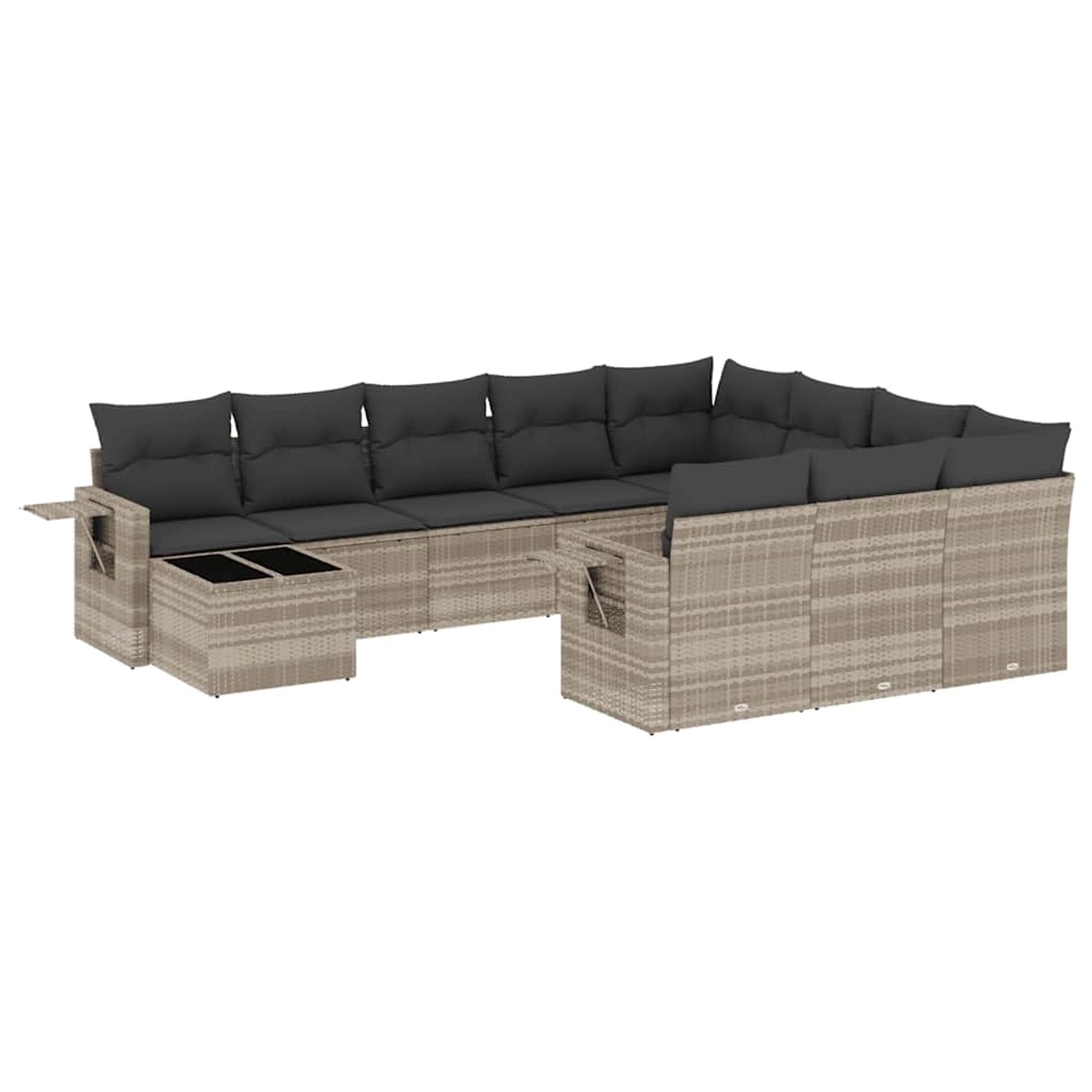 vidaXL 11-Tlg Garten-Sofagarnitur mit Kissen Hellgrau Poly Rattan 3220731 günstig online kaufen