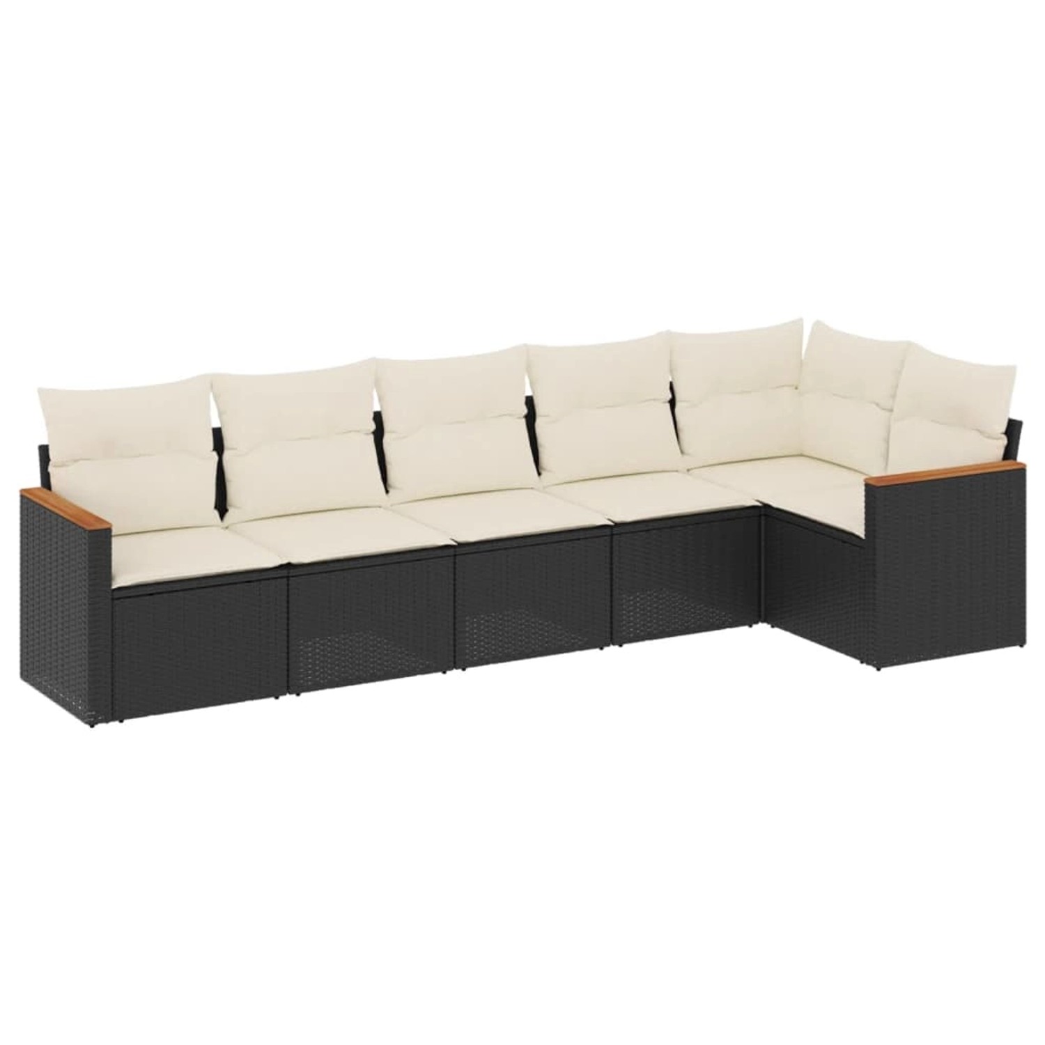 vidaXL 6-Tlg Garten-Sofagarnitur mit Kissen Schwarz Poly Rattan 3258388 günstig online kaufen