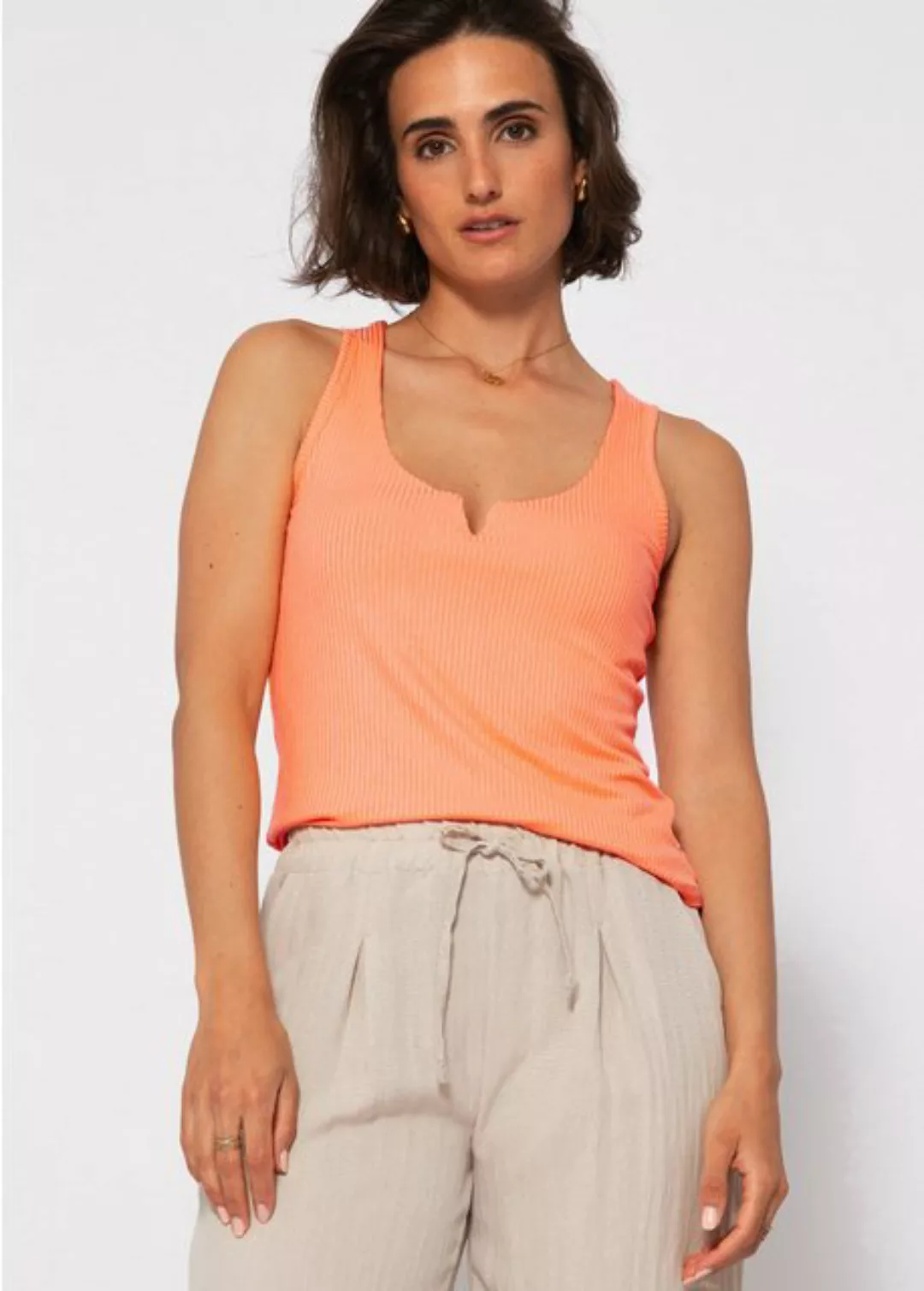 SASSYCLASSY Ripptanktop Top mit breiten Trägern und kleinen V-Ausschnitt To günstig online kaufen