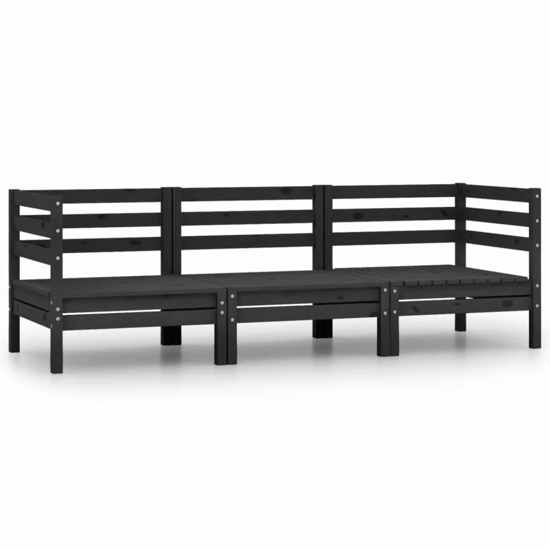 3-tlg. Garten-lounge-set Massivholz Kiefer Schwarz günstig online kaufen