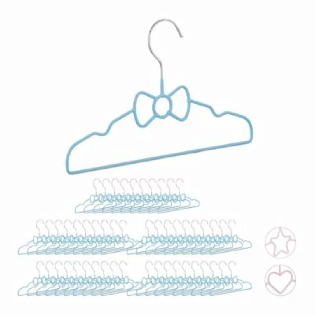 relaxdays 50 x Kinderkleiderbügel Schleife blau günstig online kaufen