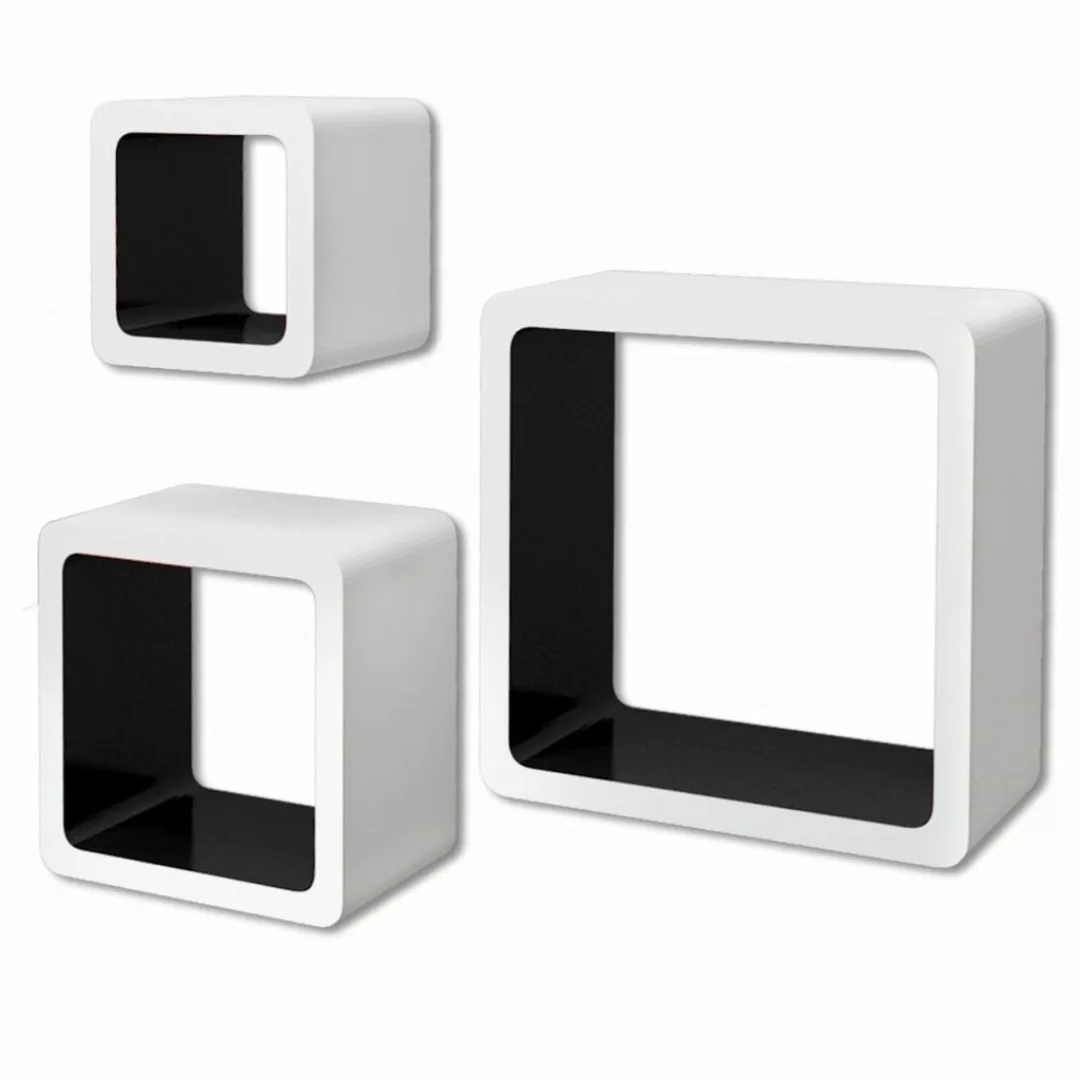 3er Set Mdf Cube Regal Hängeregal Für Bücher/dvd, Weiß-schwarz günstig online kaufen