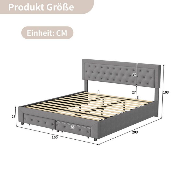 Furnishings Home Polsterbett Samtbett Doppelbett mit 2 Schubladen und Staur günstig online kaufen