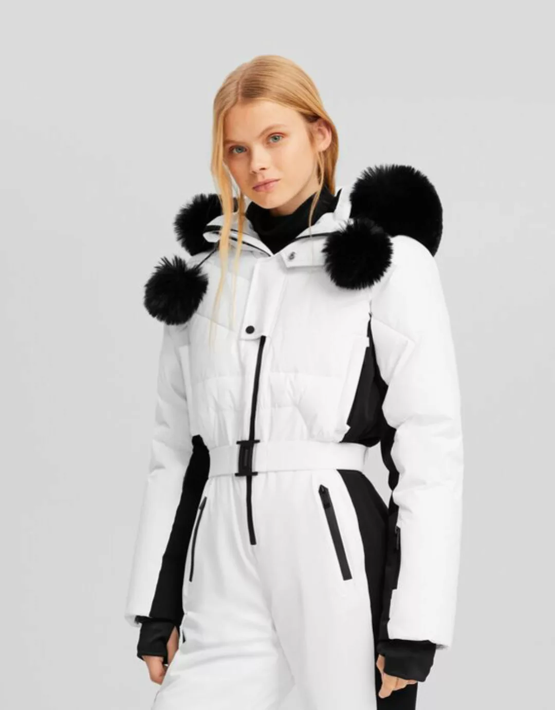 Bershka Jumpsuit Aus Funktionsstoff Mit Kapuze Ski Collection Damen M Schwa günstig online kaufen
