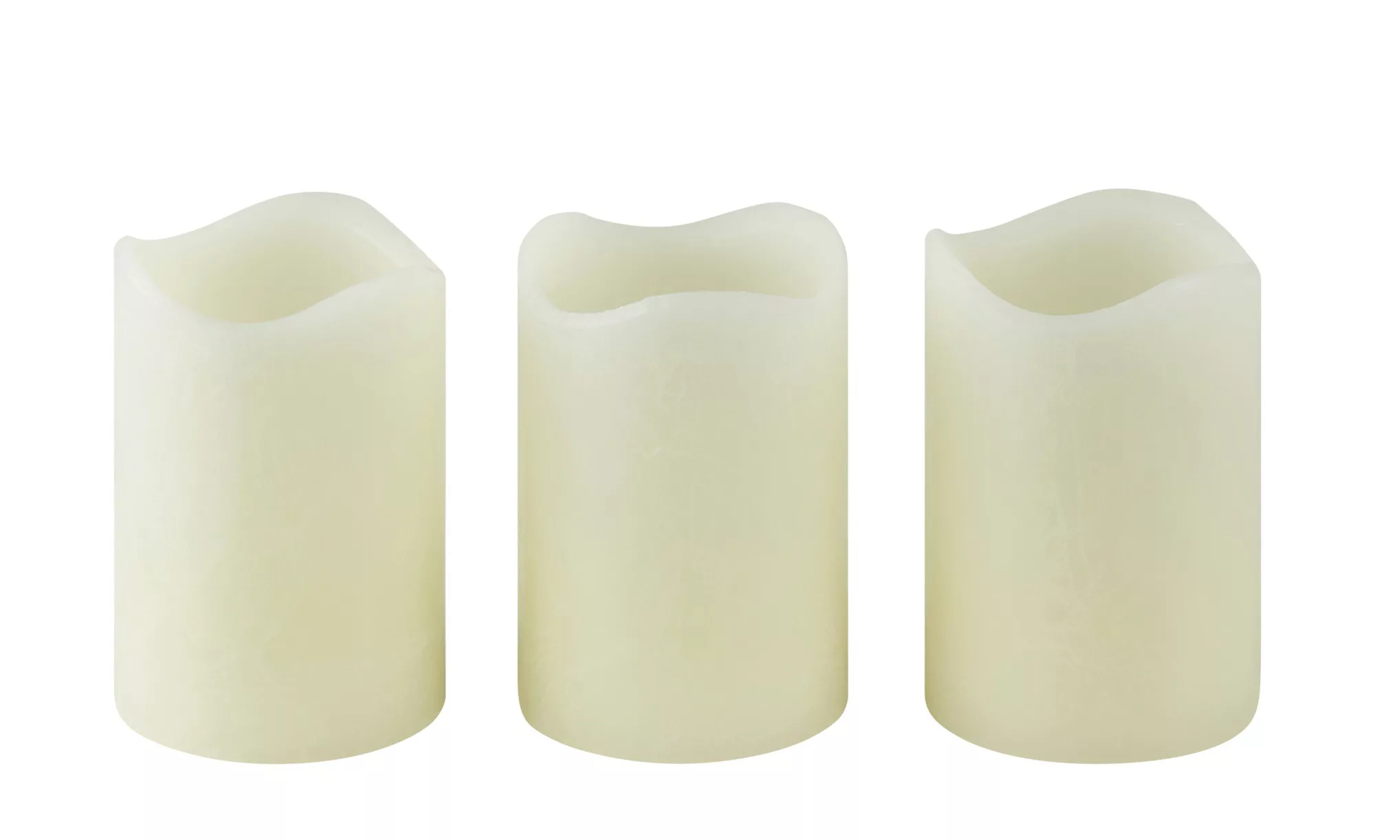 LED-Kerzen, 3er-Set - creme - Kunststoff, Wachs - 7,5 cm - Sconto günstig online kaufen