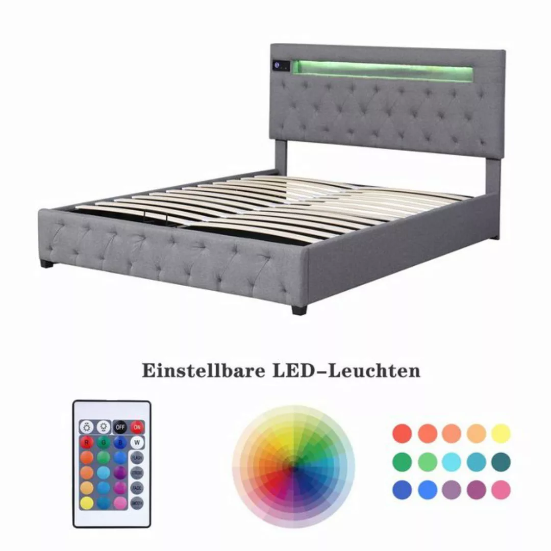 REDOM Polsterbett Doppelbett Plattformbett Kidnerzimmer Jugendzimmer (Grau günstig online kaufen