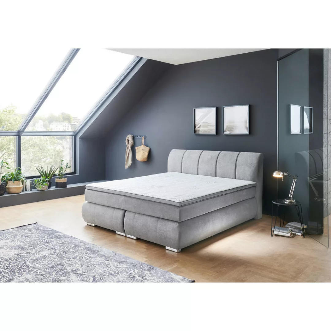 Boxspringbett Malin silber Liegefläche B/L: ca. 180x200 cm günstig online kaufen