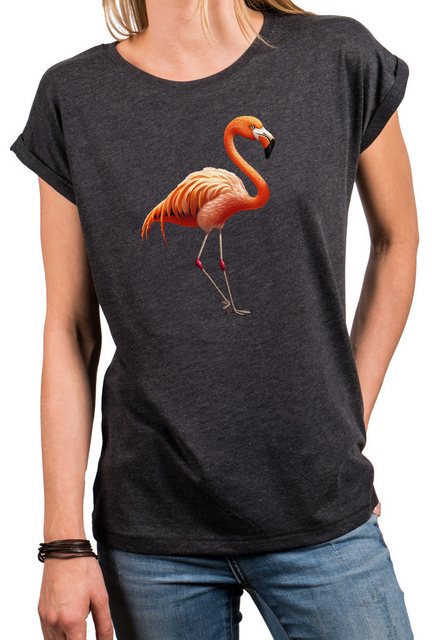 MAKAYA Print-Shirt Damen Flamingo Sommer Kurzarm Top Flamingomotiv Flamingo günstig online kaufen