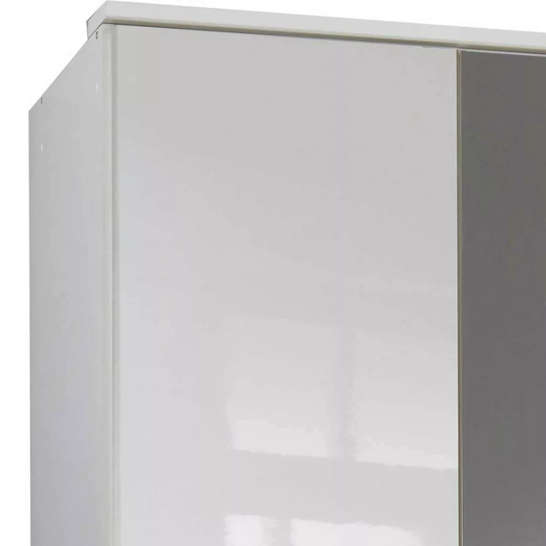 Hochglanz Weiß Schrank mit Spiegeltür 135 cm breit - 199 cm hoch günstig online kaufen