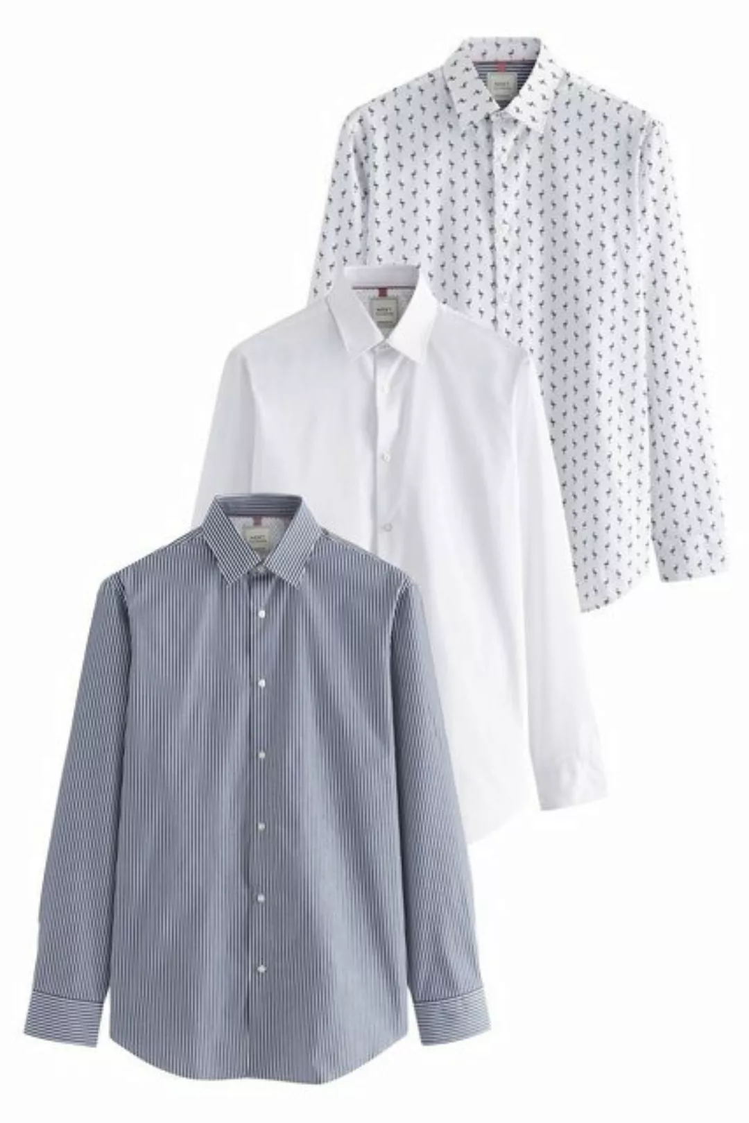 Next Langarmhemd Hemden mit Sportmanschette, 3er-Pack (3-tlg) günstig online kaufen