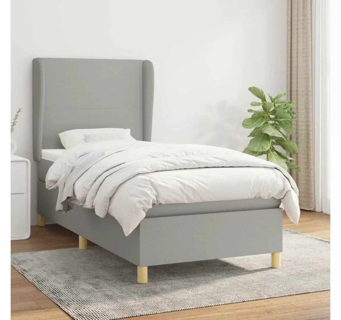 furnicato Bett Boxspringbett mit Matratze Hellgrau 100x200 cm Stoff günstig online kaufen