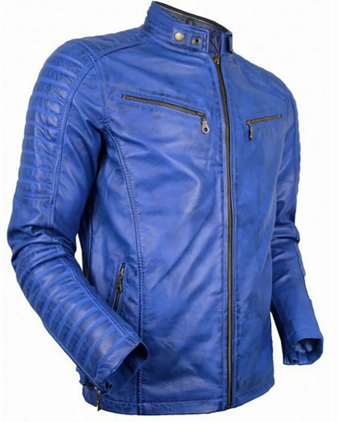 MDM Bikerjacke Herren Lamm Nappa Lederjacke Leichte Sommer Biker Lederjacke günstig online kaufen