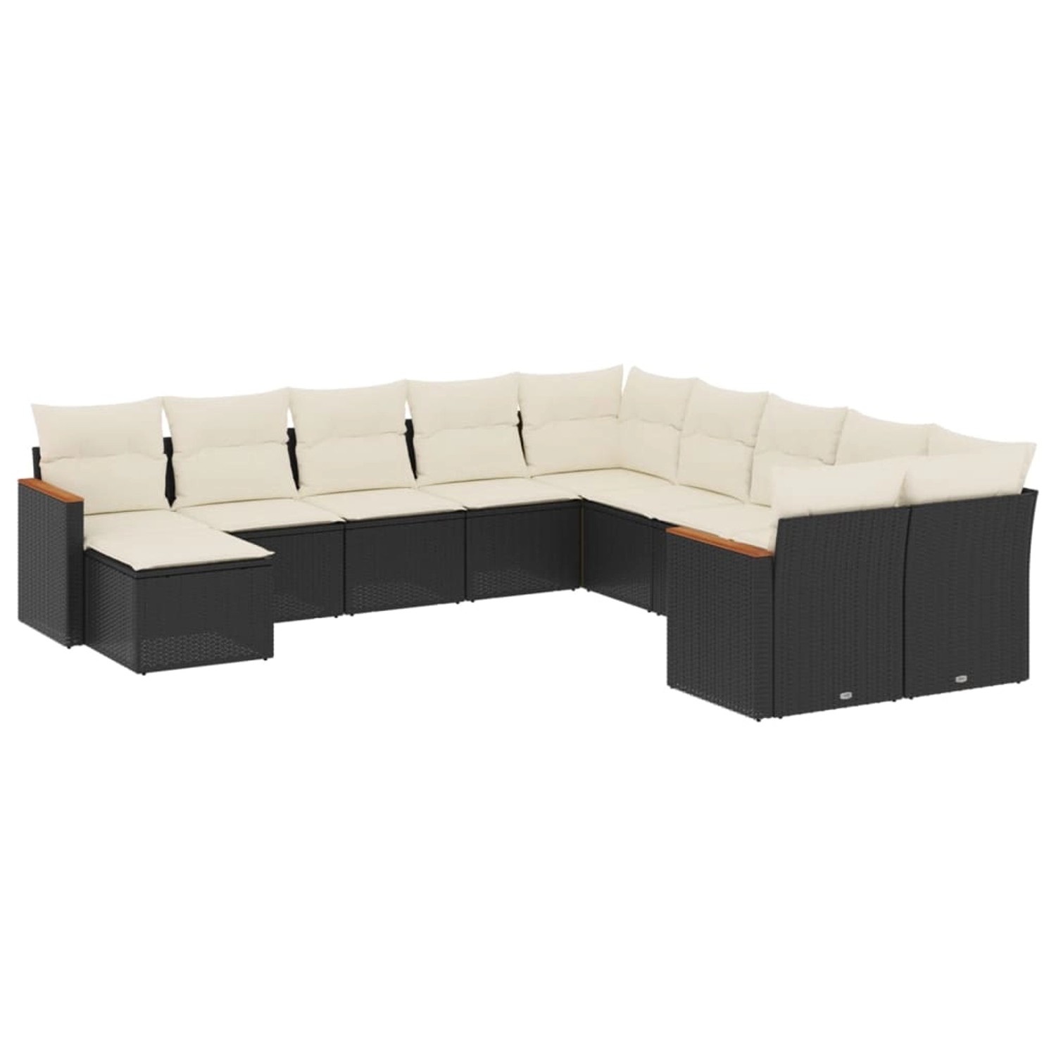 vidaXL 11-Tlg Garten-Sofagarnitur mit Kissen Schwarz Poly Rattan 3258969 günstig online kaufen