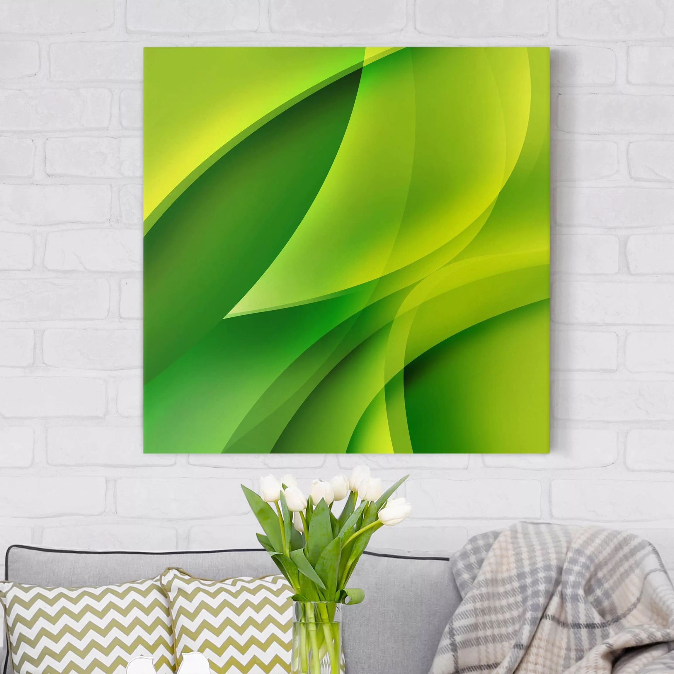 Leinwandbild Abstrakt - Quadrat Green Composition günstig online kaufen
