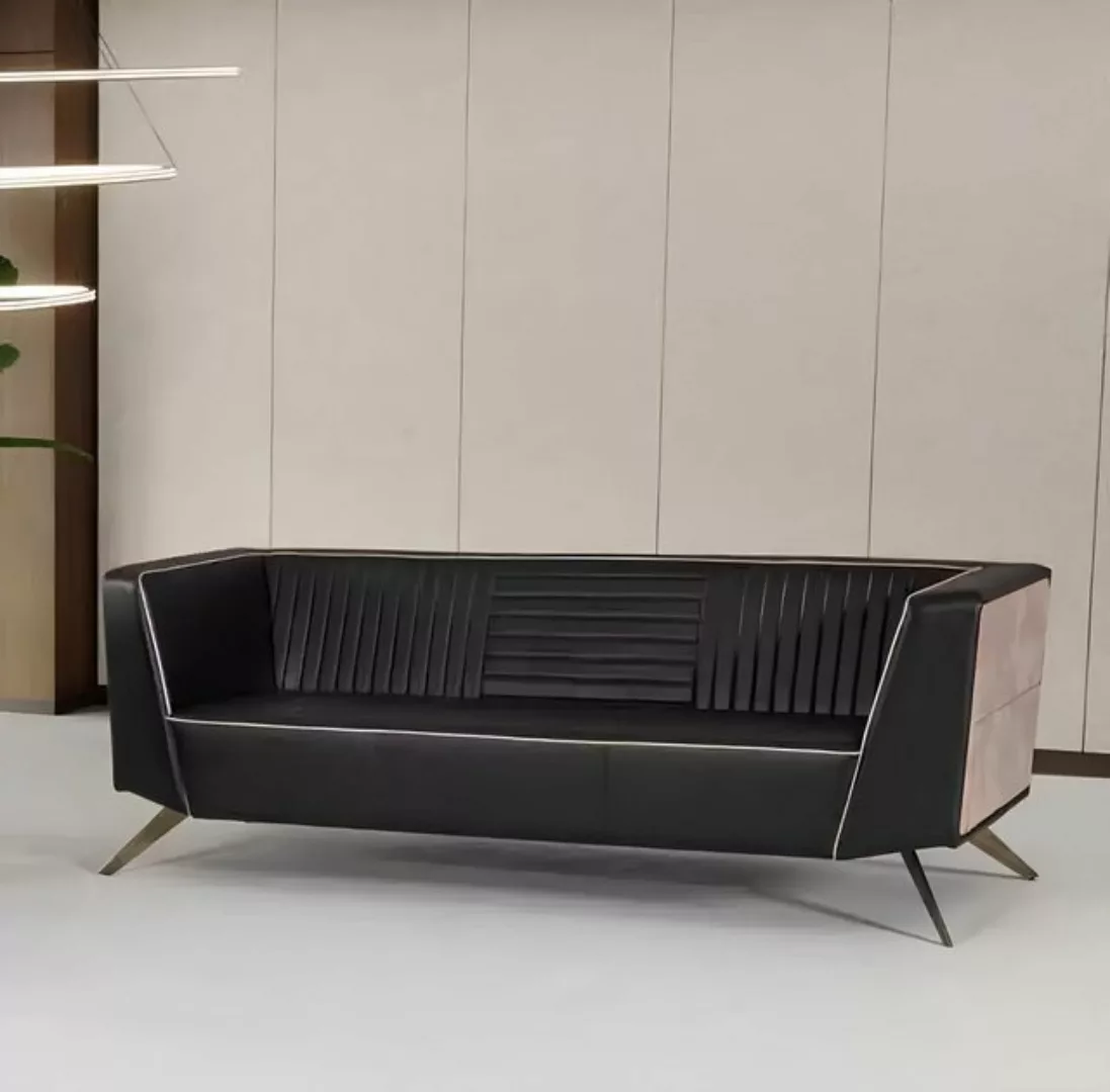 Xlmoebel Sofa Schwarze Designer-Stoffsofa Büro-Couch für das Arbeitszimmer. günstig online kaufen