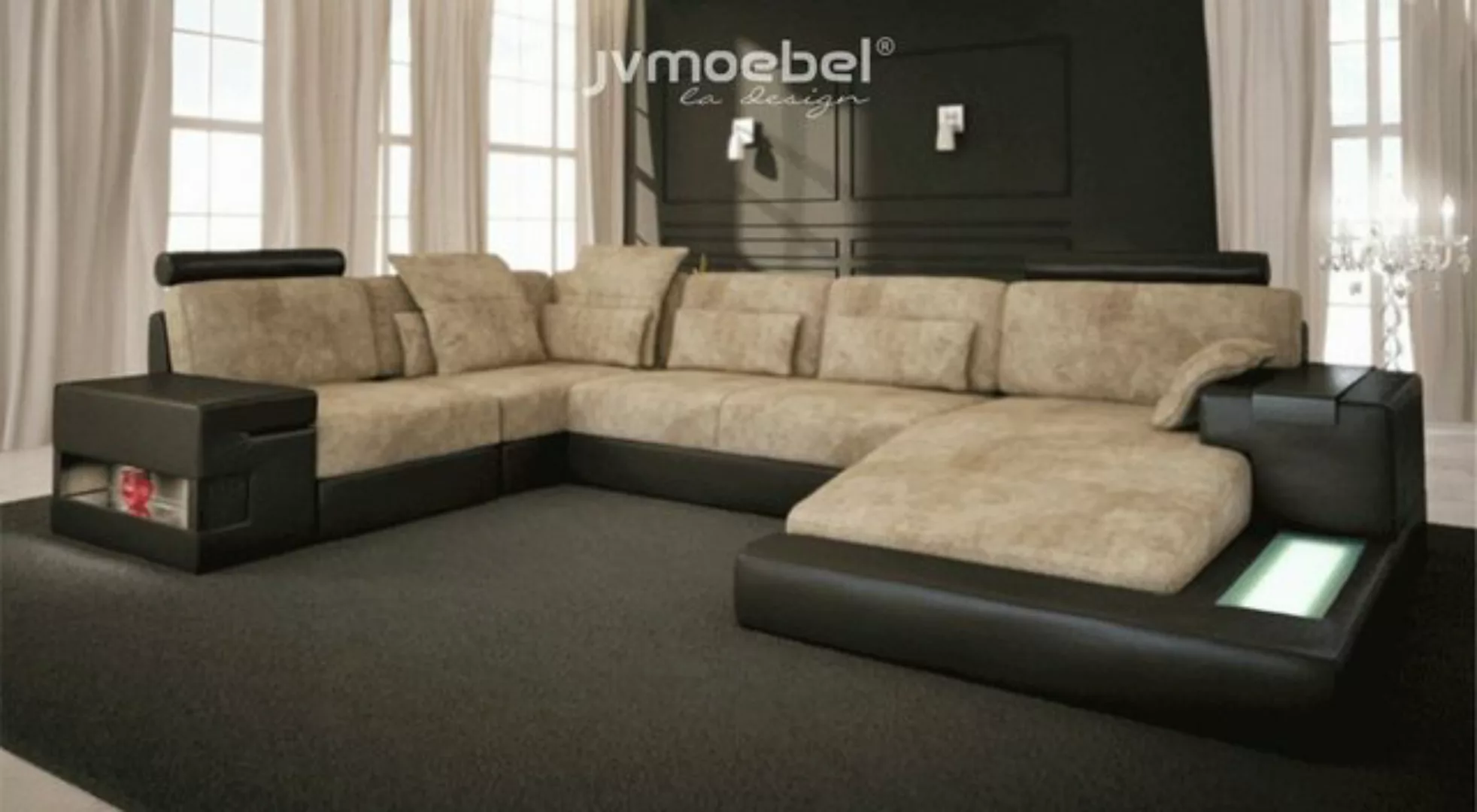 JVmoebel Ecksofa Ecksofa Big Wohnlandschaft Couch Sofa Polster Sitz Leder U günstig online kaufen