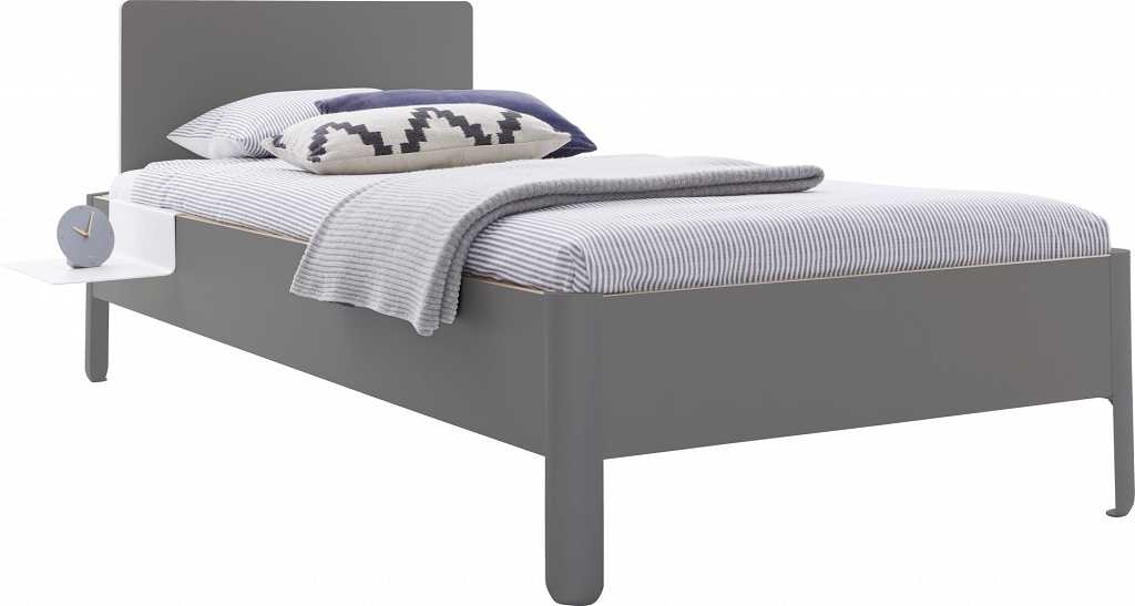 NAIT Einzelbett farbig lackiert 90 x 210cm Mit Kopfteil Anthrazitgrau günstig online kaufen