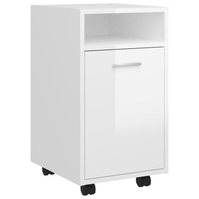 vidaXL Aktenschrank Beistellschrank mit Rollen Hochglanz-Weiß 33x38x60cm Sp günstig online kaufen