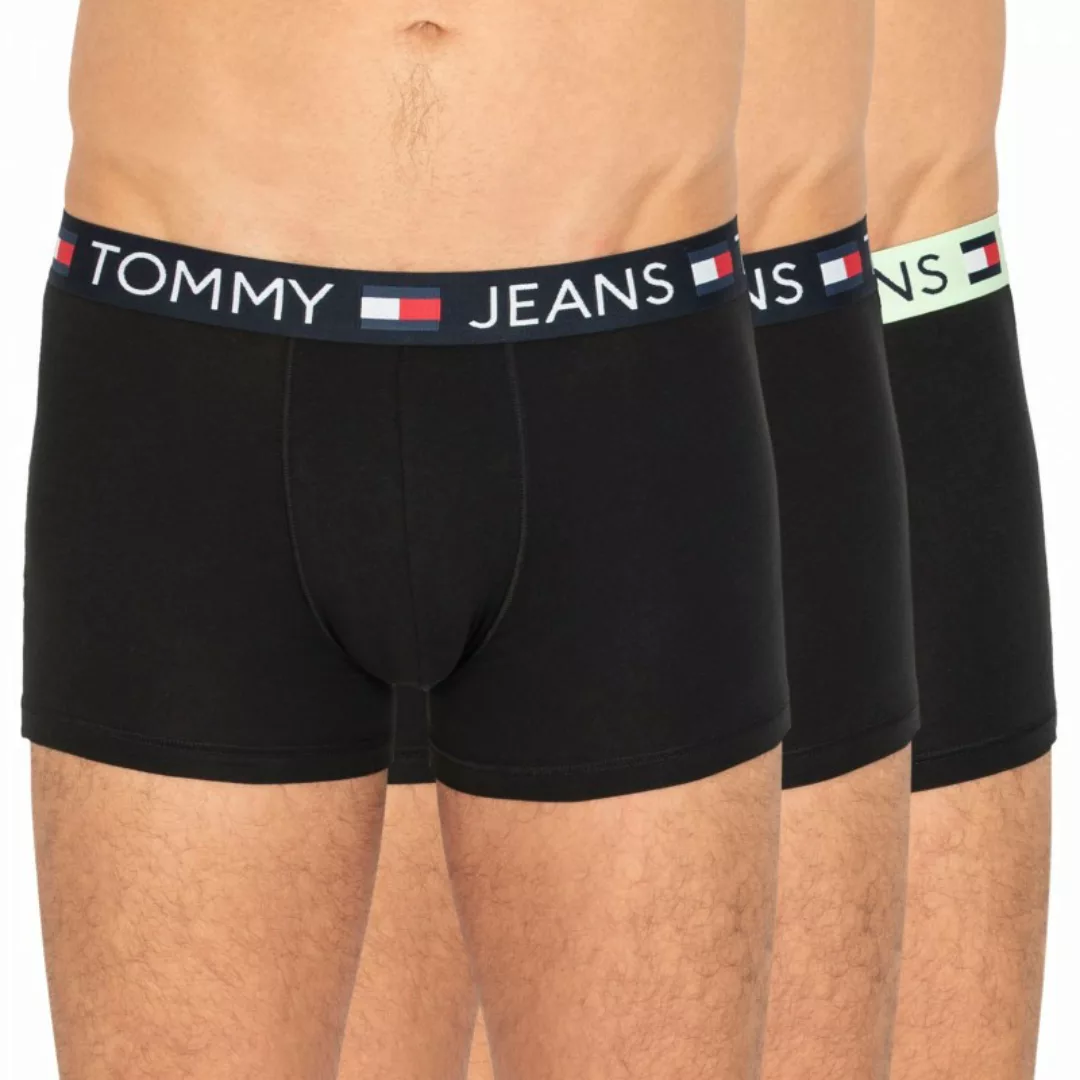 Tommy Jeans 3-er Set Trunks Schwarz mit verschiedenfarbigem Webbund günstig online kaufen