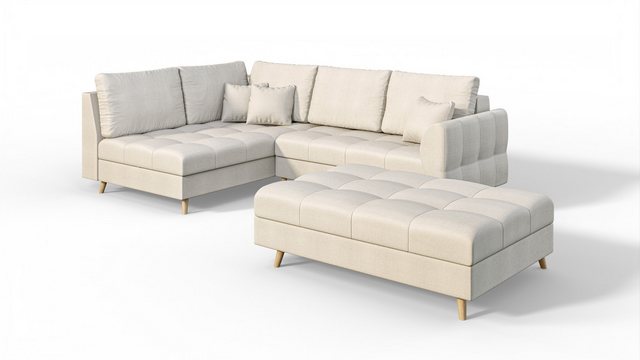 S-Style Möbel Ecksofa Cuba mit Holzfüßen im skandinavischen Stil, Ottomane günstig online kaufen