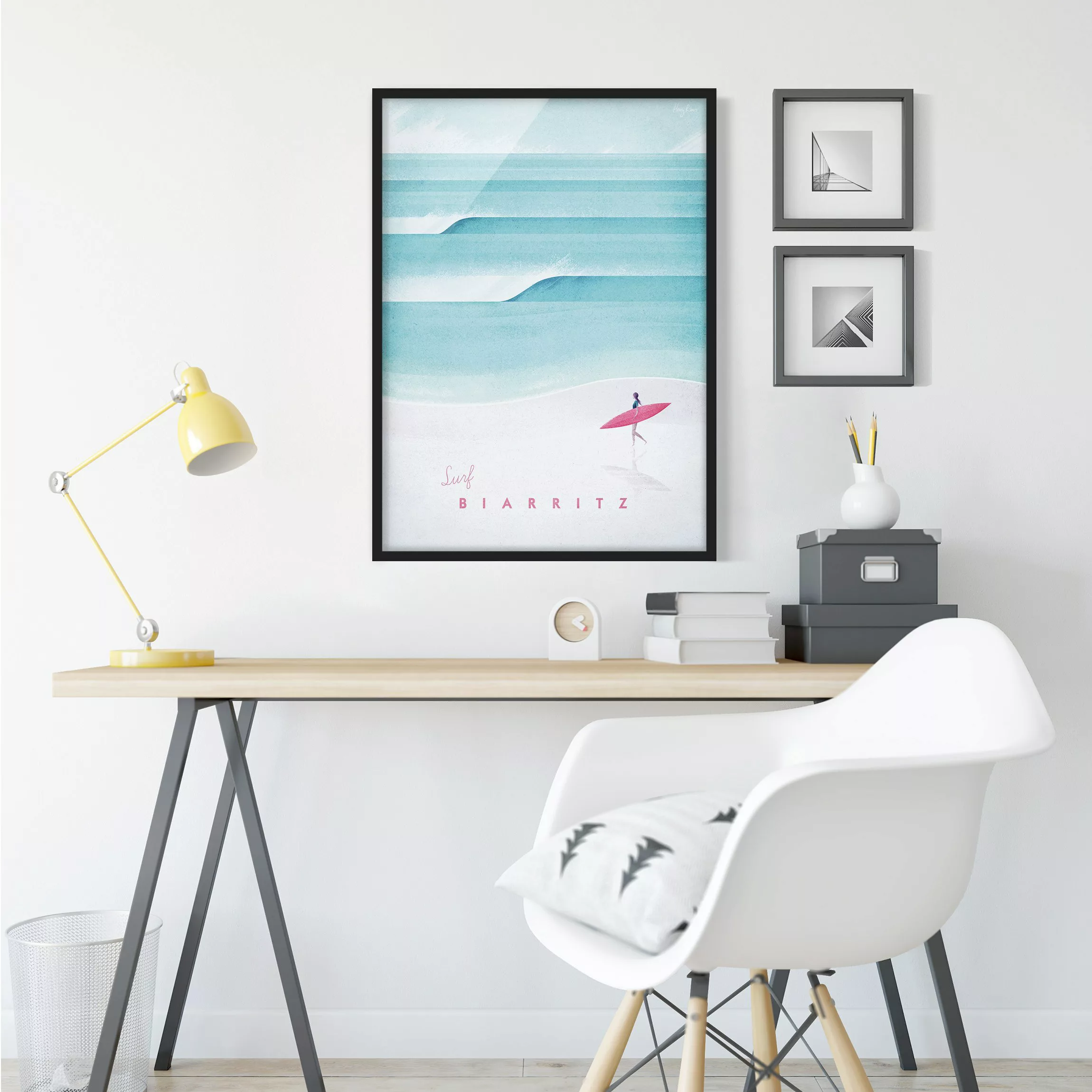 Bild mit Rahmen Strand - Hochformat Reiseposter - Biarritz günstig online kaufen