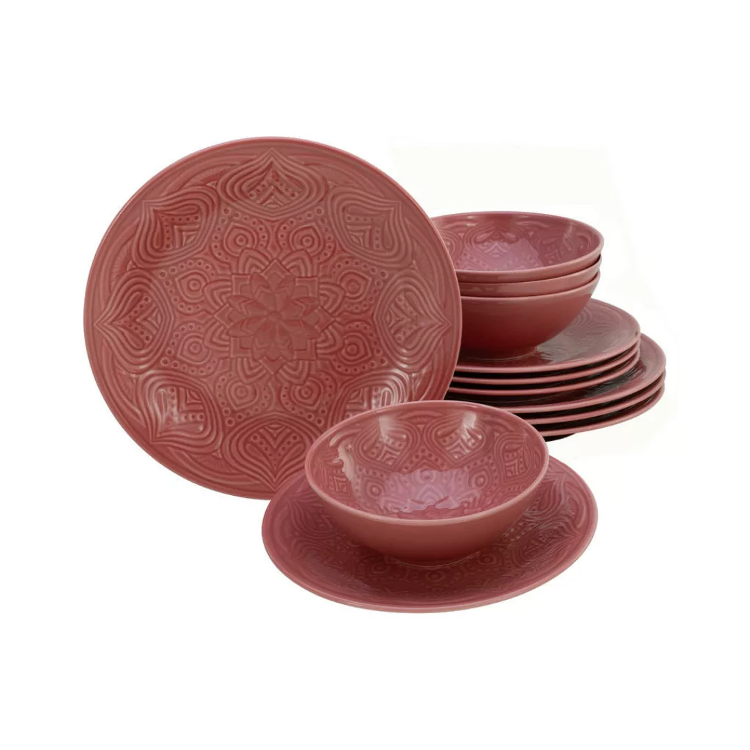 CreaTable Tafelservice Orient Mandala rot Porzellan 12 tlg. günstig online kaufen