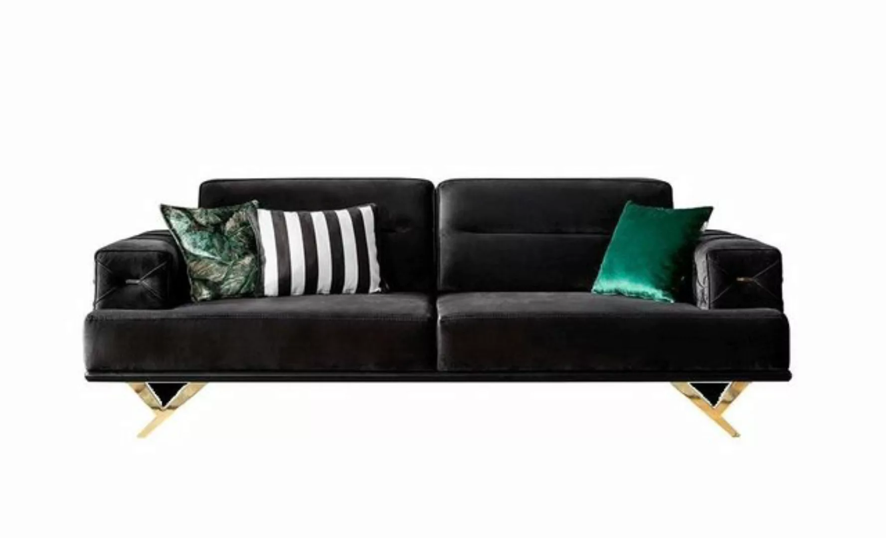 JVmoebel Sofa Schwarzes Edelstahl Sofa Moderne Wohnzimmer Couch Textilmöbel günstig online kaufen