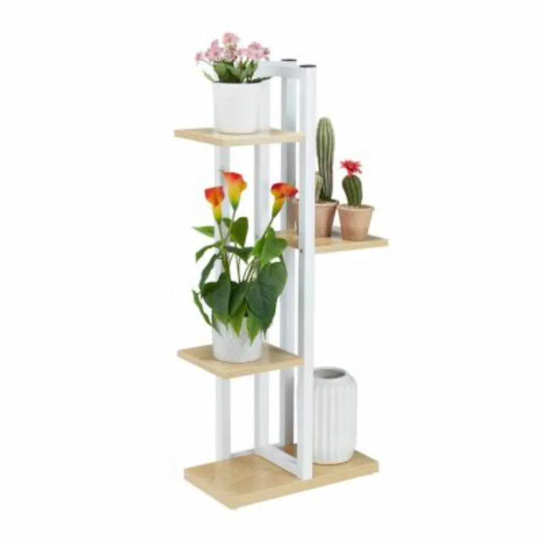 relaxdays Blumenregal Metall braun/weiß günstig online kaufen
