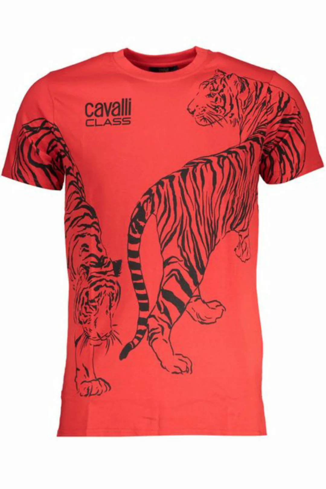 Cavalli Class T-Shirt Stylisches Herren Kurzarm-T-Shirt in Rot mit Print günstig online kaufen